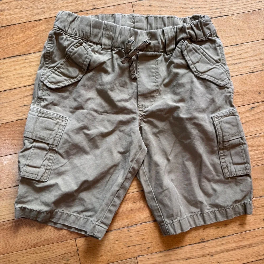 Polo Ralph Lauren Kids Khaki Ripstop Cargo Shorts Tan Size 7 Elastic Waist Draw